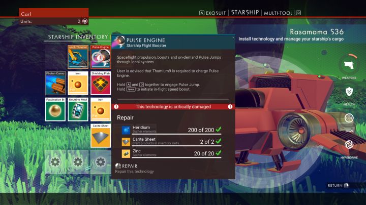 Repair the ship in No Man's Sky